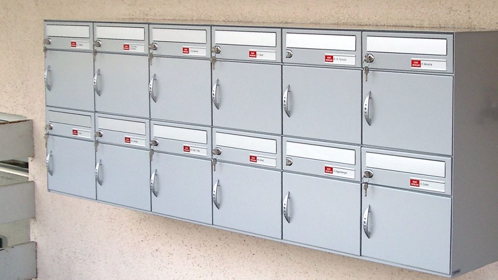 Briefkastenanlage, Wandmontage, Aluminiumbriefkasten, 12er Anlage, Schweizer Briefkasten, Briefkasten Easyline, Briefkasten günstig, für den geschützten Standort