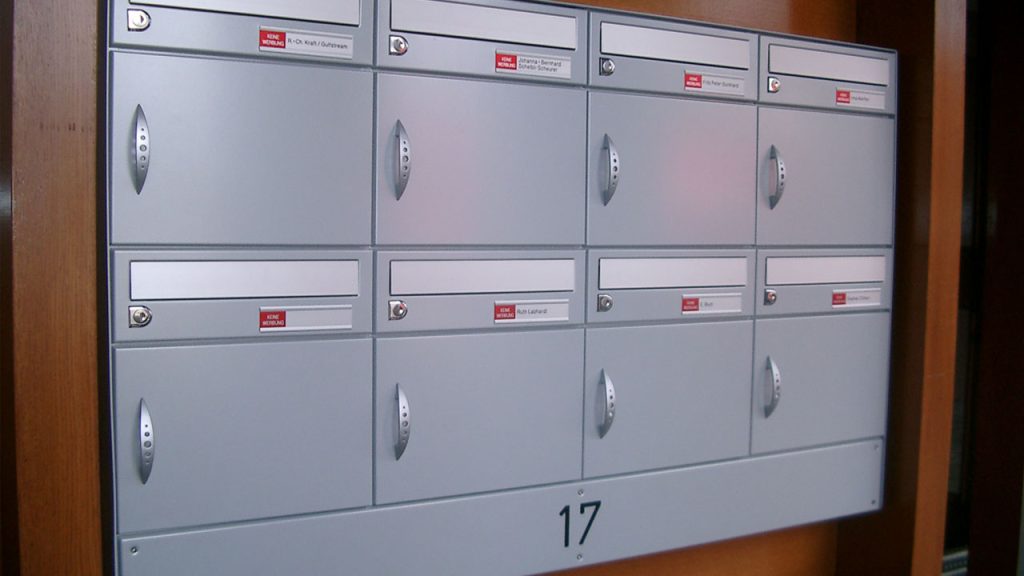 Briefkastenanlage, Wandmontage, Aluminiumbriefkasten, 8er Anlage, Schweizer Briefkasten, Briefkasten Easyline, Briefkasten günstig, für den geschützten Standort